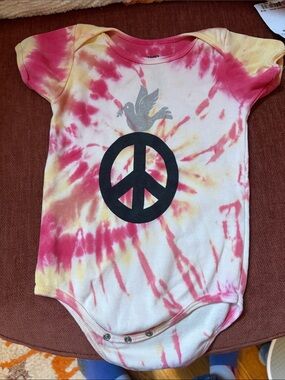Lucky Brand Tie-Dye Peace Dove One-Piece in Pink & Yellow